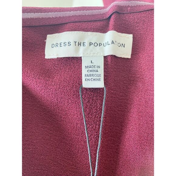 DRESS THE POPULATION DRESS BURGUNDY FALL WEDDING GUEST SHORT COCKTAIL FESTIVE - Picture 7 of 16